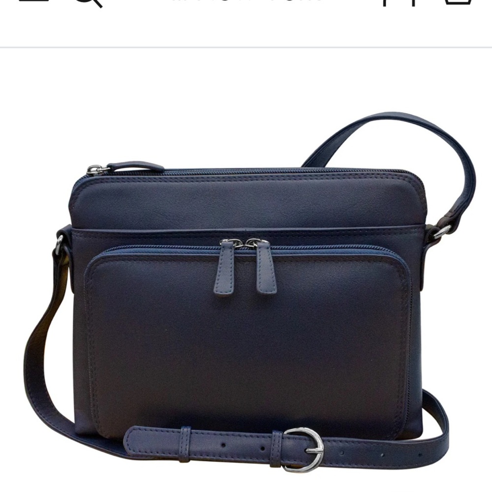 Ili New York Genuine Leather Crossbody Bag for Women: RARE SHADE-Distressed Navy